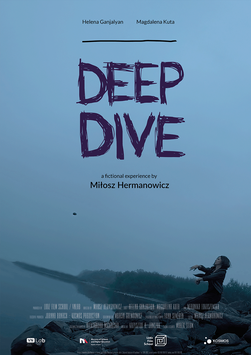 Deep Dive is an intimate virtual reality fiction experience in which we accompany a young woman in the grieving process. The protagonist faces the most painful loss of her life, wandering on a wild riverbank where fears and hopes mix with reality. The theme and the way the story is told create the experience of a psychological fairy tale maintained in an atmosphere of magical realism.